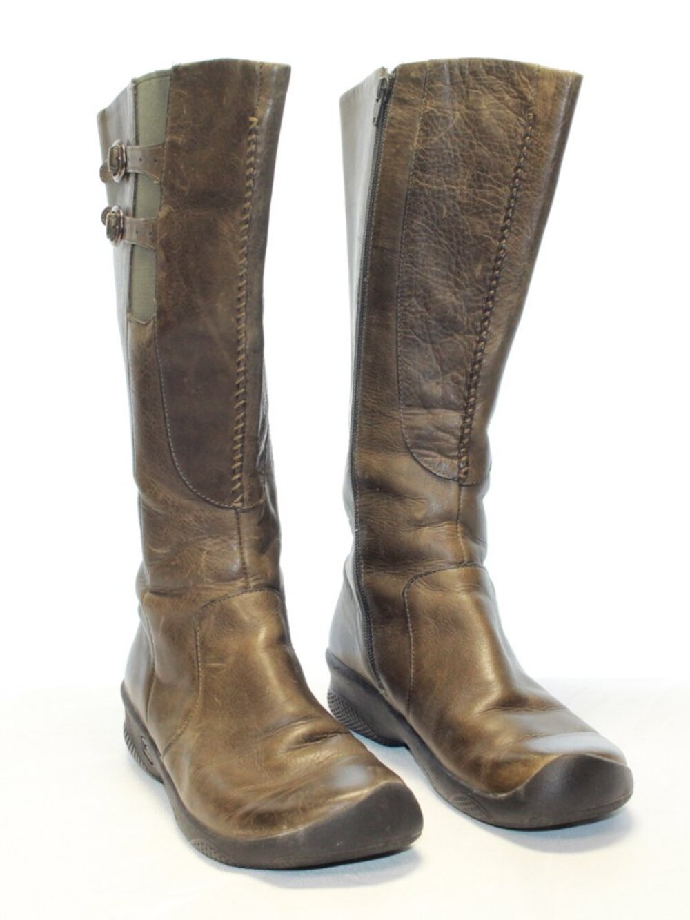 Keen SZ 8 Dark Green Leather Bern Baby Bern Tall Side Zip Flat Waterproof Boots